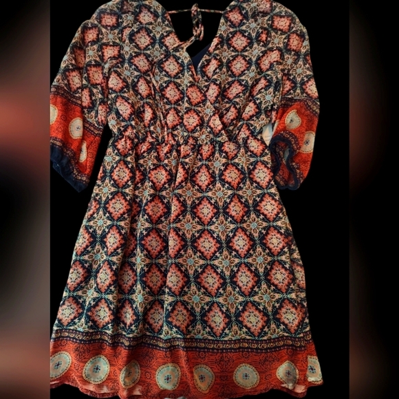 XS Boho Dress, Deep V- Back w Tie - Picture 2 of 2